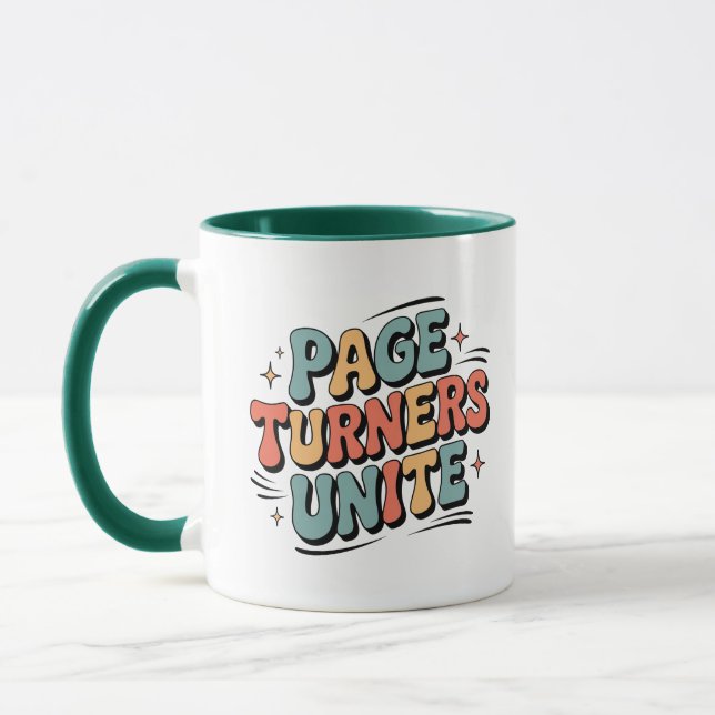Page Turners Unite Retro Funky Book Lover Mug (Left)