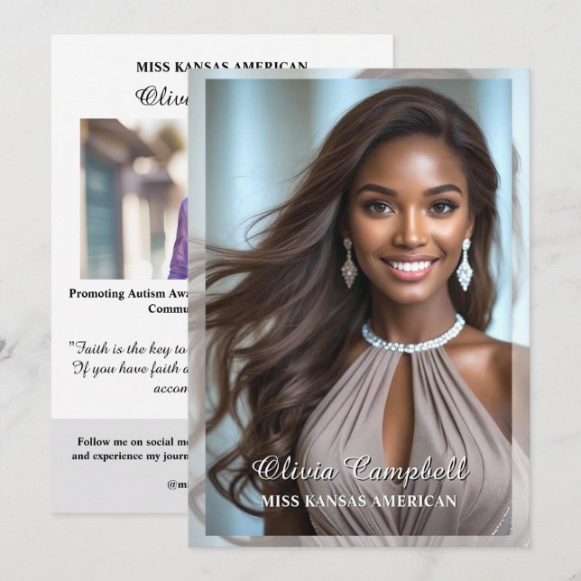 Pageant Autograph Card Minimal Modern Pageants (Front/Back)
