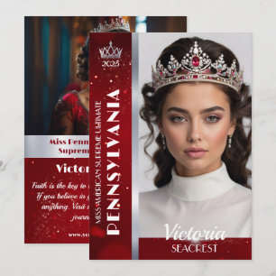 Pageant Autograph Card Red Glam Promo Photo