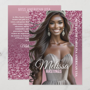Pageant Autograph Card Rose Gold Sparkle Pageants