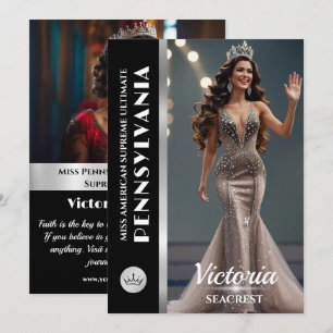 Pageant Autograph Cards Black & Silver Shiny Photo