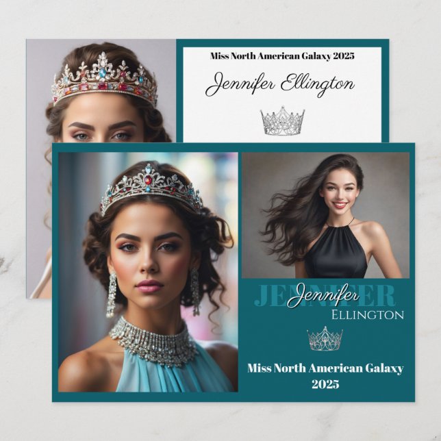 Pageant Autograph Comp Cards Teal Border Card (Front/Back)