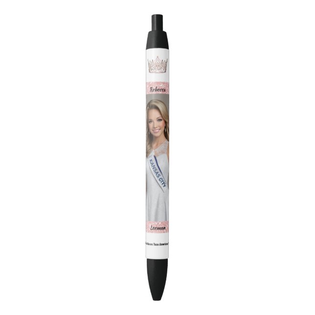 Pageant Autograph Pen Rose Gold Glitter Pageants (Front Vertical)