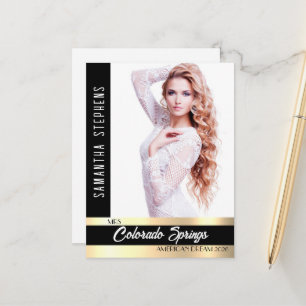 Pageant Autograph Postcard Black & Gold Shiny