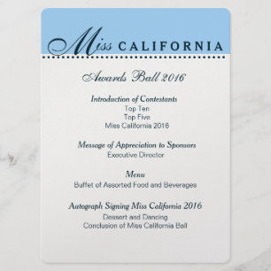 Pageant Awards Ball Program in Metallic Silver Menu
