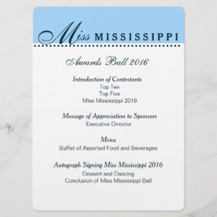 Pageant Awards Ball Program Menu