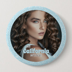 Pageant Button Pin   Aqua Glitter Glitz