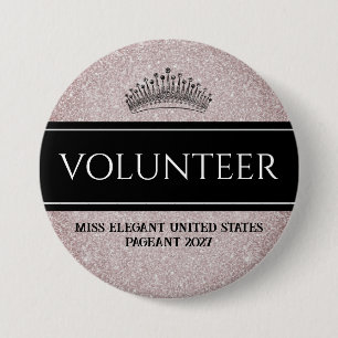 Pageant Button Pin Glitter Sash Volunteer Button