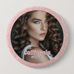 Pageant Button   Rose Gold Glitter