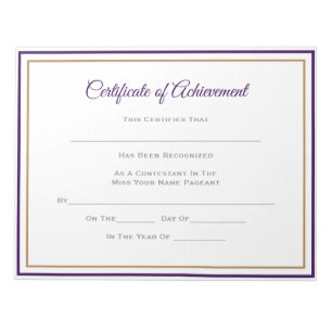 Pageant Certificates-Achievmnt Notepad