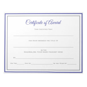 Pageant Certificates-Award Notepad