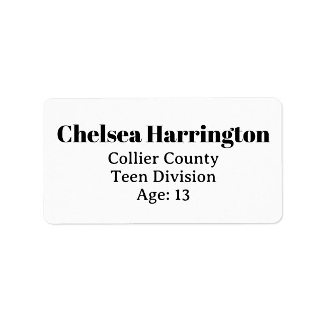 Pageant Contestant Labels - Photo Contest Prints (Front)