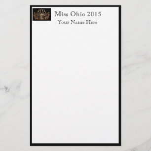 Pageant Crown & Custom Name Stationery Sheets