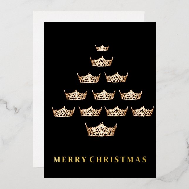 Pageant Crown Flat Foil Holiday Card (Front/Back)