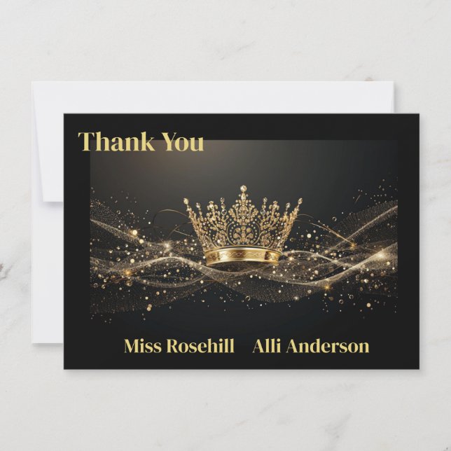 Pageant Crown Flat Thank You Card (Front)