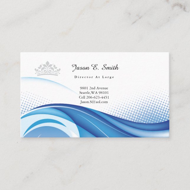 Pageant Crown Ocean Wave Business Card (Front)
