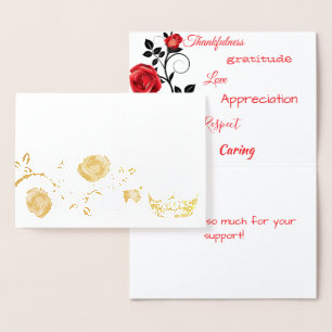 Pageant Crown & Rose vine Thank You Card Gold Foil