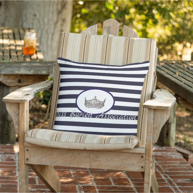 Pageant Crown Stripes Outdoor Throw Pillow (Chair)