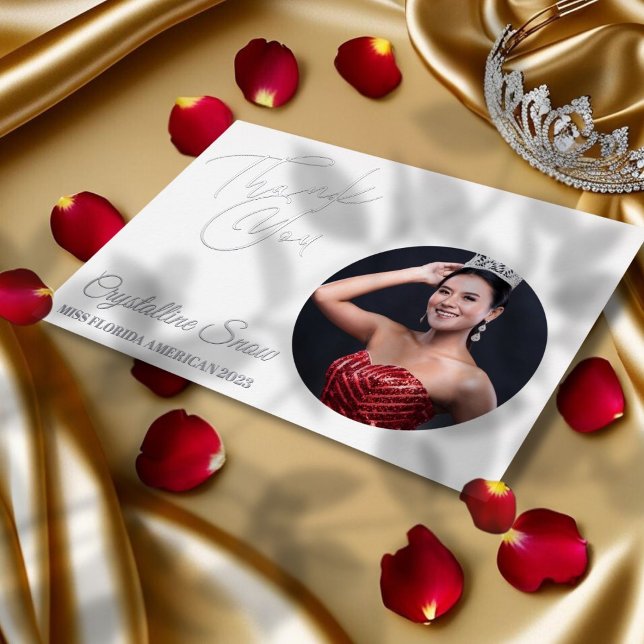Pageant Essentials Foil Thank You Card (This elegant thank you card for pageants features your choice of foil color, custom photo and text)