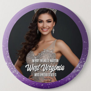 Pageant Fan Button Purple Glam Pageant Button Pin