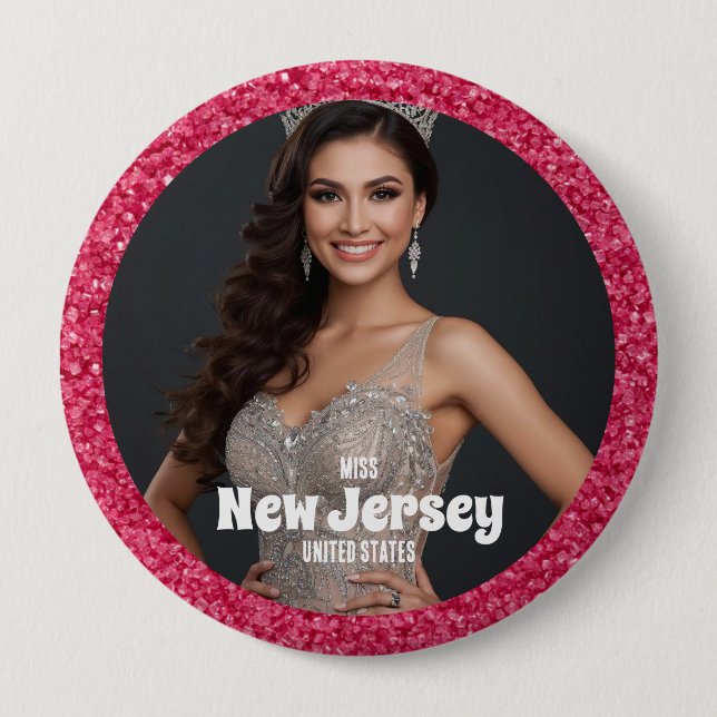 Pageant Fan Support Button Berry Glam Photo Pin (Front)