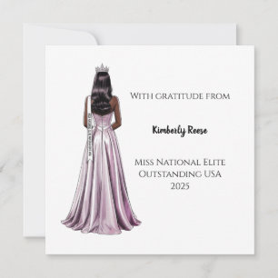 Pageant Flat Thank You Card Design Queen Portrait