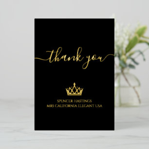 Pageant Flat Thank You Card Elegant Foil Crown