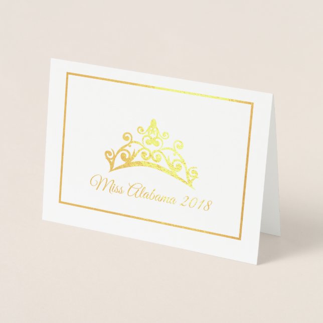 Pageant Gold Foil Tiara Note Card (Front)