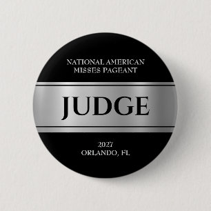 Pageant Judge Button Shiny Silver Sash Judges Pins