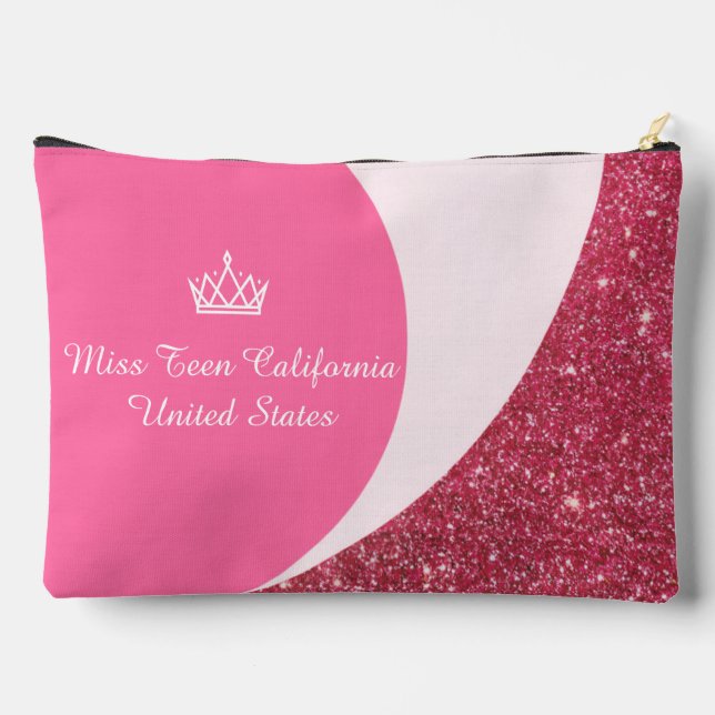 Pageant Makeup Case Pink Berry Sparkle Pageants Accessory Pouch (Back)