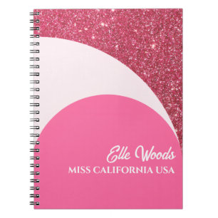 Pageant Notebook Workbook Bright Pink Glitter