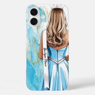 Pageant Phone Case Blue and Gold Glitter Pageants