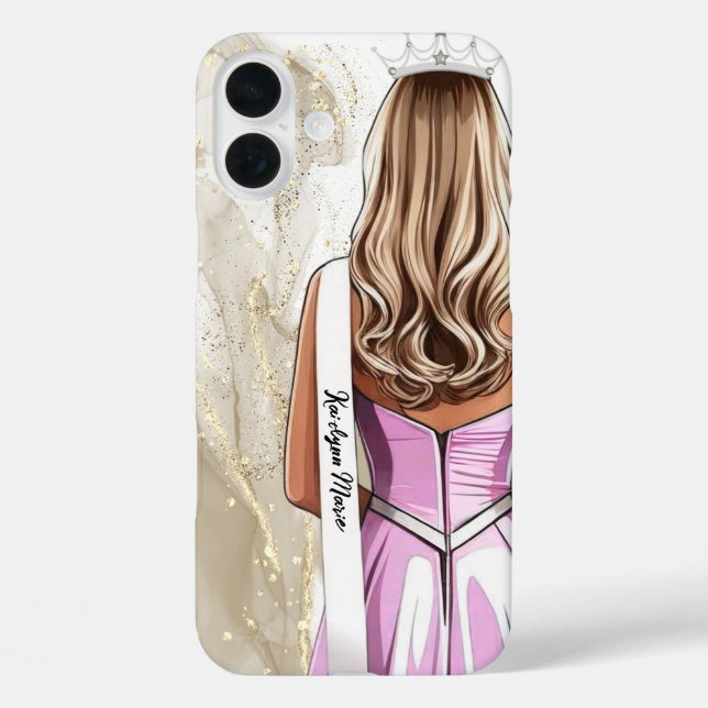 Pageant Phone Case Gold Glitter Pageant Queen (Back)
