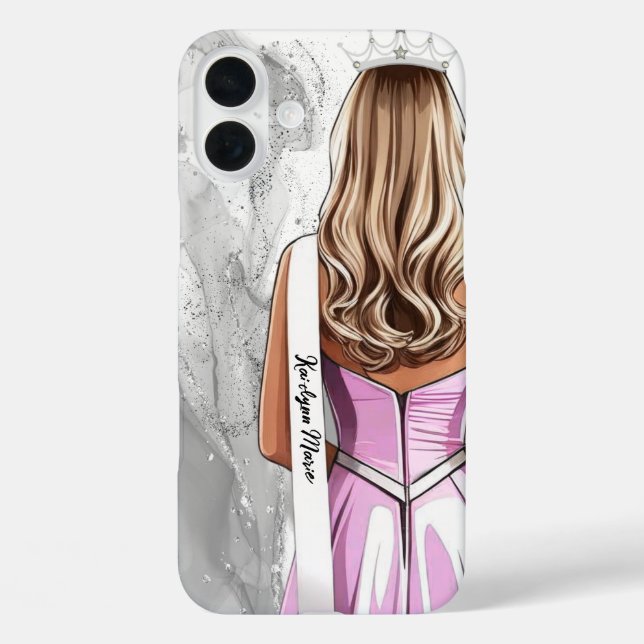 Pageant Phone Case Silver Glam Pageant Queen (Back)
