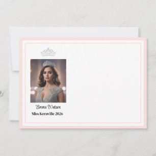 Pageant Queen Custom Name Flat Note Card