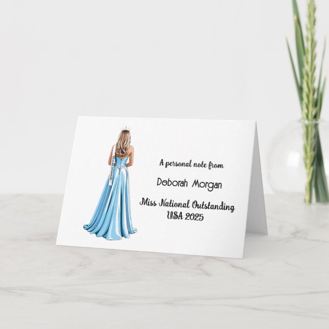 Pageant Queen Folded Thank You Card Custom Crowns (Front)