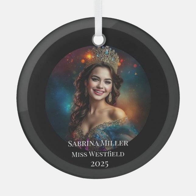 Pageant Queen Glass Christmas Ornament (Front)