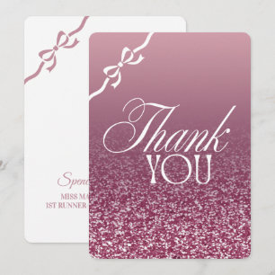 Pageant Queen Thank You Card Berry Glam Glitter