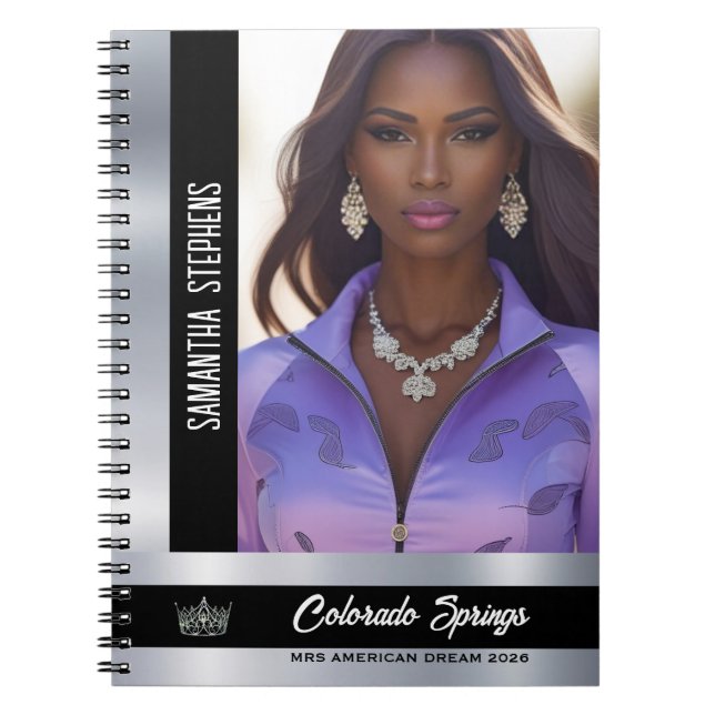 Pageant Rehearsal Notebook Black and Silver Shine (Front)