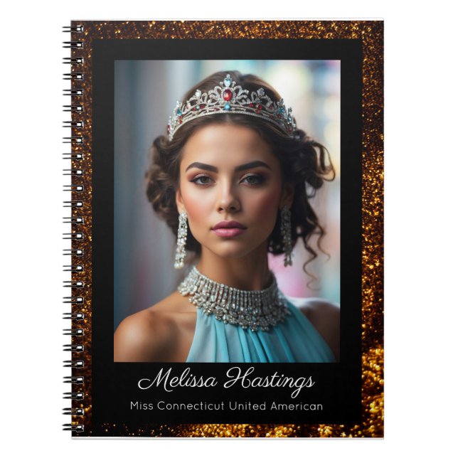 Pageant Rehearsal Notebook Bronze Glitter Photo (Front)