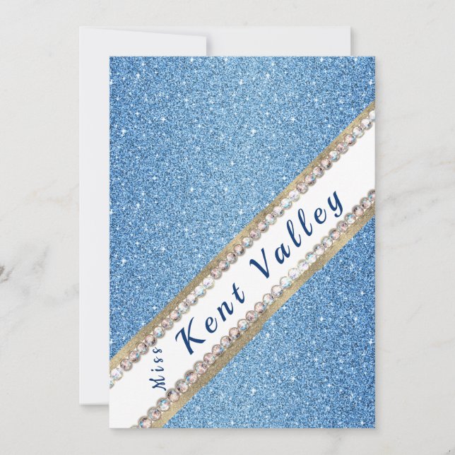 Pageant Sash Banner Glitter Invitation (Front)
