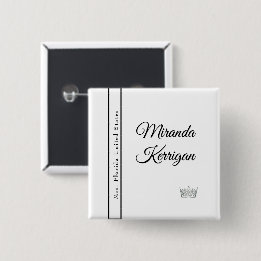 Pageant Sash Button Pin | White Background Crown