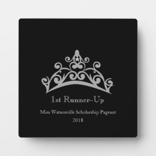 Pageant Silver Tiara Crown 1st Runner-up Plaque