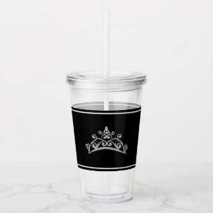 Pageant Silver Tiara Crown Acrylic Tumbler