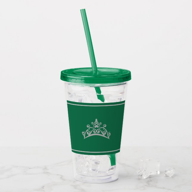Pageant Silver Tiara Crown Acrylic Tumblers (Front Ice)