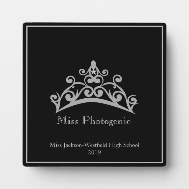 Pageant Silver Tiara Crown Photogenic Plaque (Front)