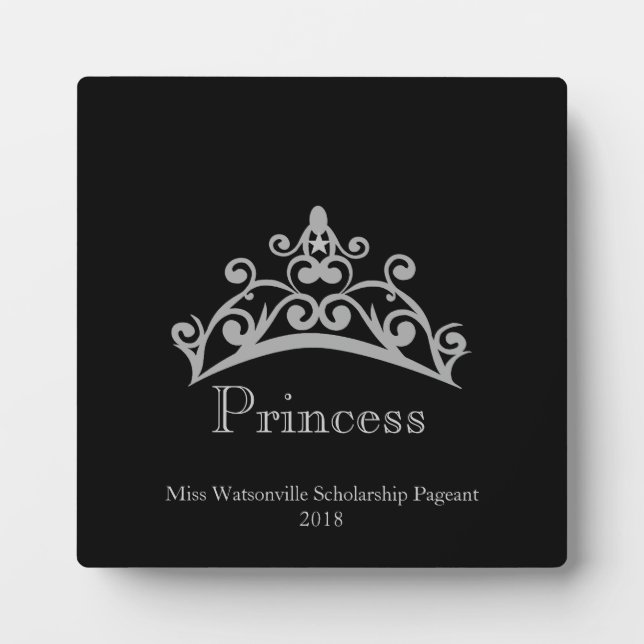 Pageant Silver Tiara Crown Princess Plaque (Front)
