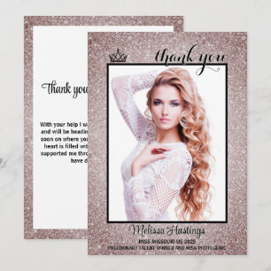 Pageant Thank You Card Diamond Glitter Pageants