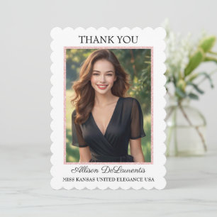 Pageant Thank You Card Rose Gold Glitter Border
