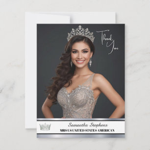 Pageant Thank You Cards Shiny Silver Pageant Sash